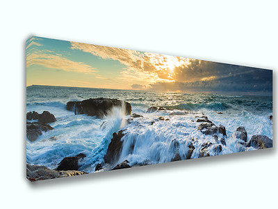 #ad Rushing Water on the Coast Panoramic Picture Canvas Print Home Decor Wall Art $51.05