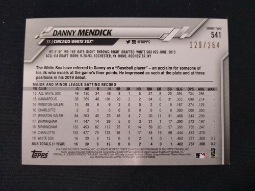 2020 Topps Factory Set #541 DANNY MENDICK Foilboard 129/264 White Sox *NV35 - Bild 2 von 2