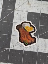 Decal/Sticker Cowboy Hat And Boots With Flowers Western