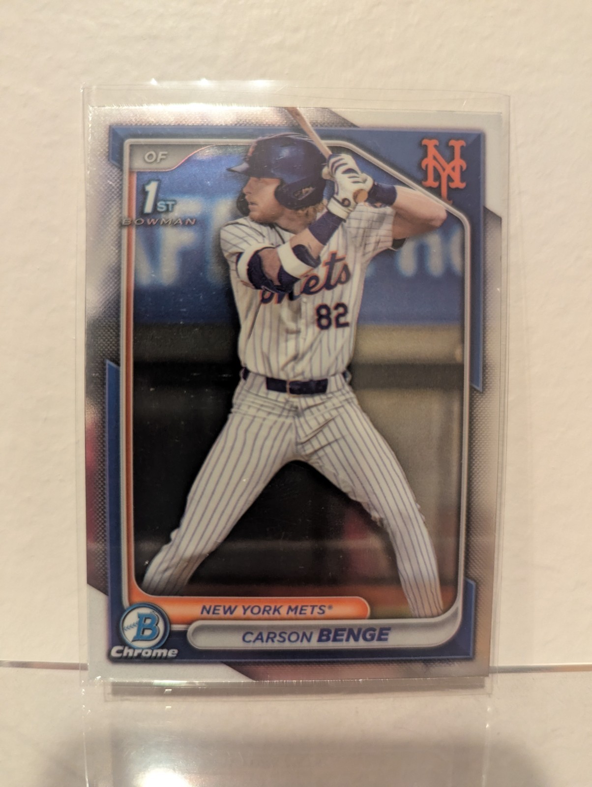 2024 Bowman Draft Chrome Carson Benge #BDC-28; Bowman First New York Mets