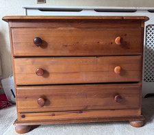Rustic Solid Pine 3 Drawer Chest of drawers [wide, good condition]