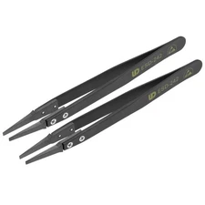 ESD Precision Anti-Static Tweezers Flat Tip Tweezers for Craft Jewelry 2 Pcs