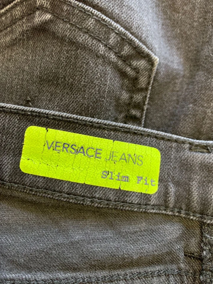 Pantalones de mezclilla Versace Jeans ajustados negros W30 L26.5 para hombre diseño Italia #P5 Foto 3 de 4