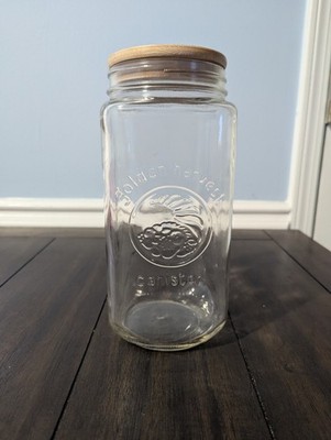 Vintage Golden Harvest Clear Glass Canister with Lid