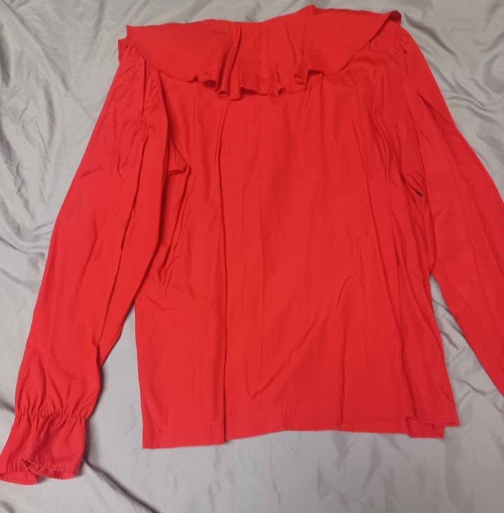 Bobbie Brooks Ruffle Collar Solid Long Sleeve Blo… - image 2