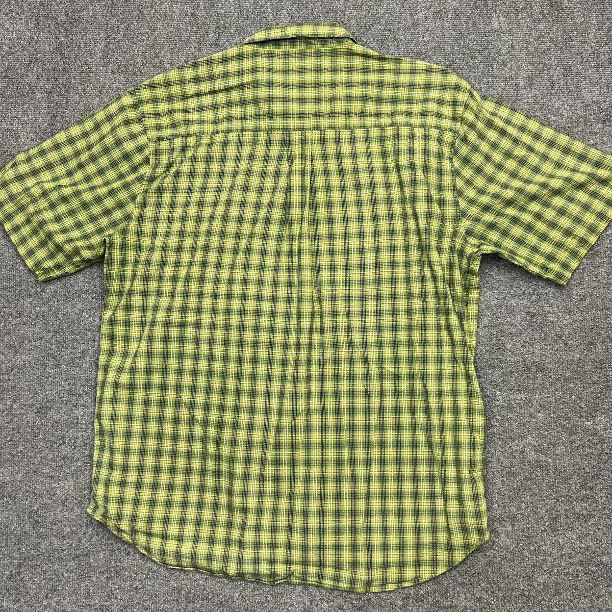 Surf Dive N Ski Shirt Mens XL Green Yellow Plaid Short Sleeve Button Casual View 4