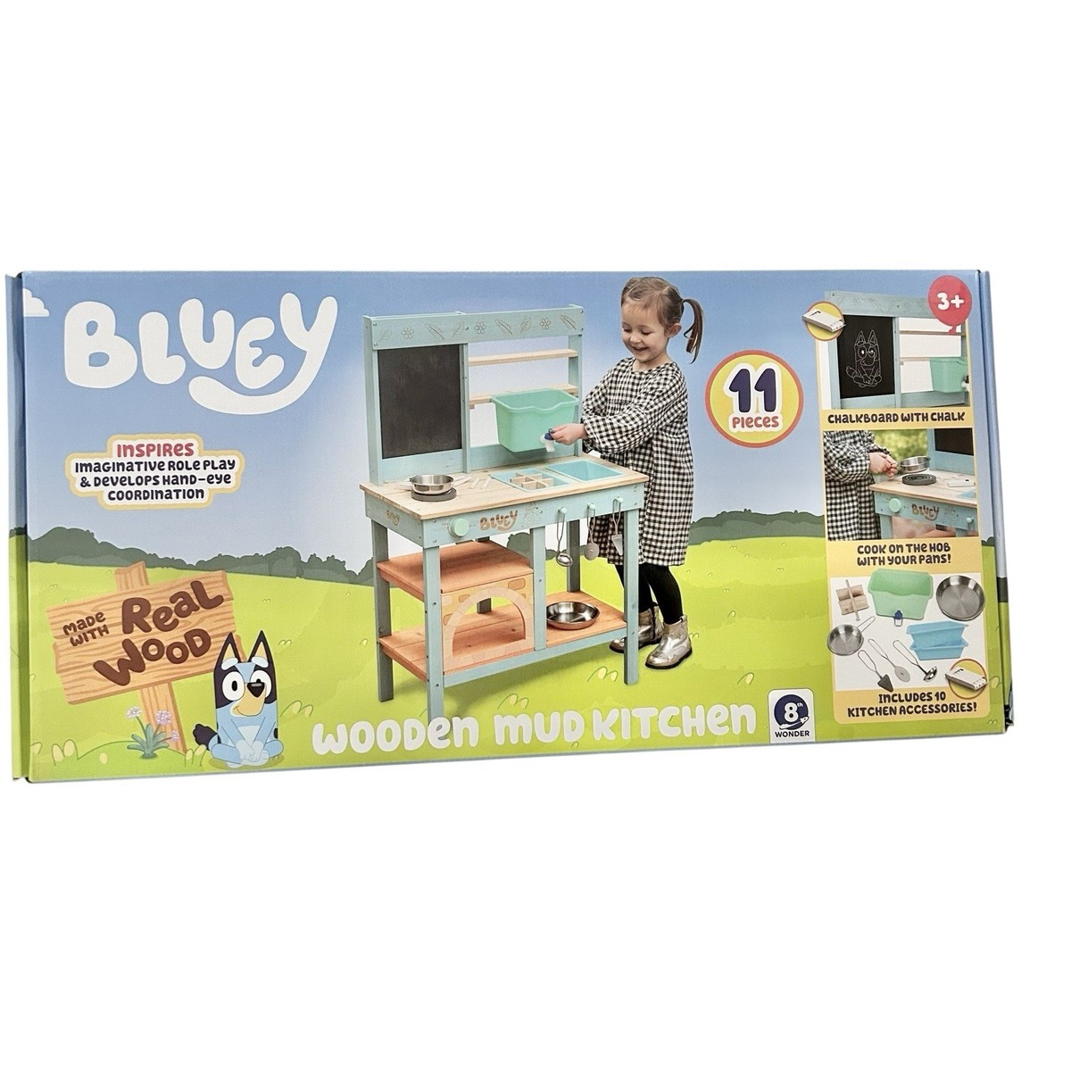 Bluey Wooden Mud Kitchen Aldi Exclusive 11 Piece Wooden Set New