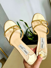 Jimmy Choo Gold Strappy Sandals Leather Size 35.5 EU Worn Once