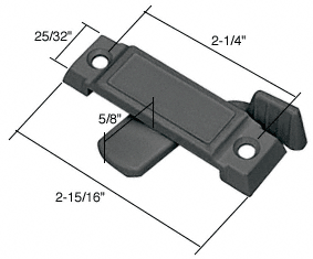 Black Sliding Window Lock with 2-1/4" Screw Holes and 5/8" Latch Projection - Picture 2 of 5