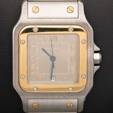 Santos de Cartier Galbée Gray Dial 29mm Gold & Stainless Steel Watch 1566