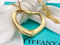 Tiffany & Co. 22mm Open Heart Pendant Gold 5.3g Necklace 16" Elsa Peretti