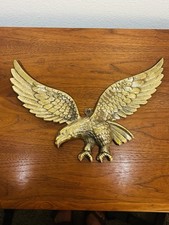 Vintage Gold Brass Tone Eagle Wall Hanging Pl...