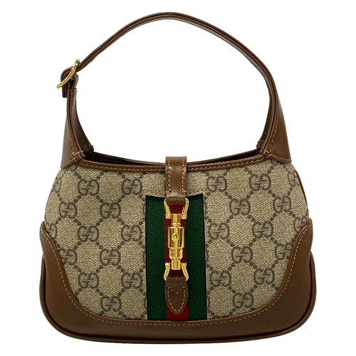 Gucci Jackie 1961 Handbag 637092 Beige Dark Brown CG Supreme Canvas Leather