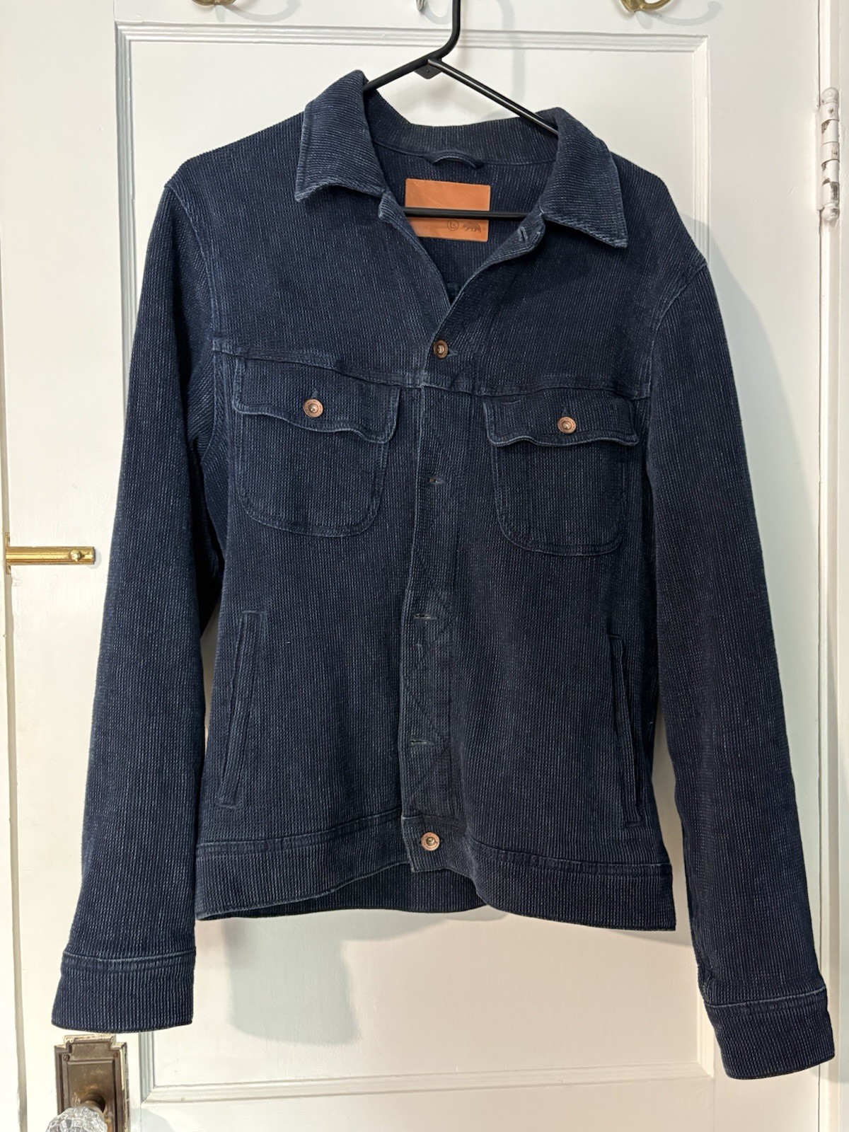 Taylor Stitch The Long Haul Jacket Indigo Waffle Trucker Mens 40 Medium Cotton