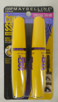NOS 230VP Maybelline Glam Black Colossal Mascara 2pk Volumizing