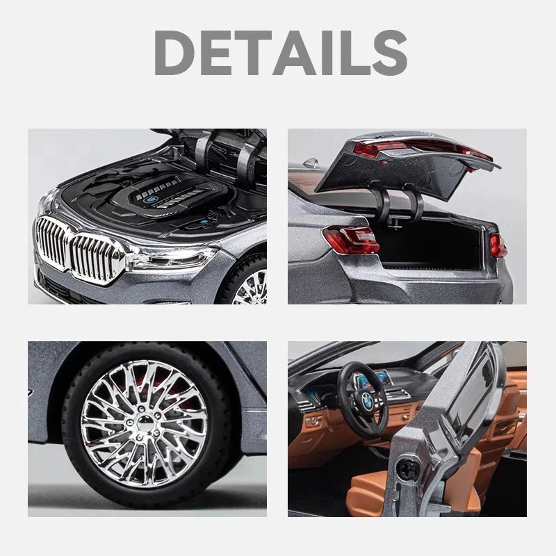 1:24 BMW 7 Series 760 LI 2025 Diecast Car Model Sound Light Kids Birthday Gift - Image 3 of 4