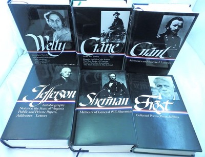 Library of America 6 Book Lot: Welty Grant Jefferson Frost Crane Sherman HC DJ