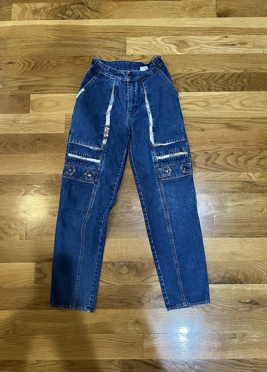 Rare VTG 80s Women's Gasoline Jeans Comic Strip Accented Pockets