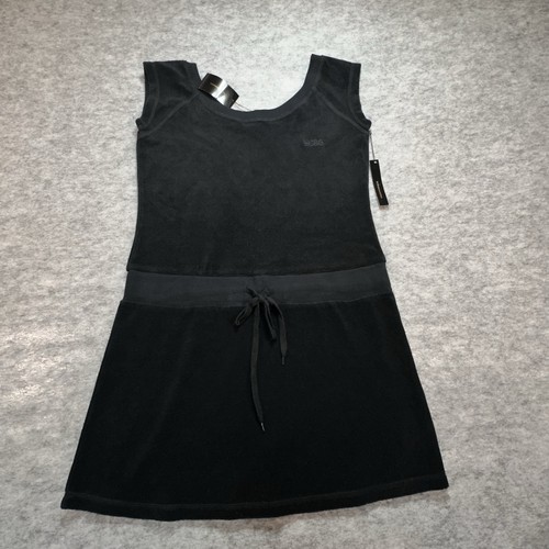 Abito BCBGMAXAZRIA nuovo con etichette taglia L nero velluto coulisse logo casual chic - Foto 2 di 8