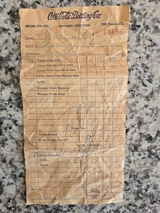 Vintage 1966 Dillon Monterey California COCA-COLA  BOTTLING Receipt Employees