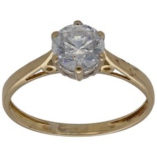18ct Gold Ring 2.13g Solitaire Cubic Zirconia Size O - Fully Hallmarked