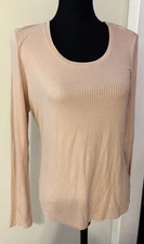 Rachel Zoe Ribbed Knitted Long Sleeve Top Scoop Neck Size L womens clothing