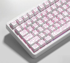 Double Shot PBT keycaps 119 Keys Set White Topographic Shine Through Custom k...