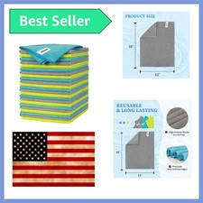 Microfiber Cleaning Cloths - 24 Pack, 12x16 in, Lint-Free Streak-Free