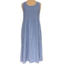 dress CROFT & BARROW blue cotton viscose M sleeveless midi elastic bodice pocket