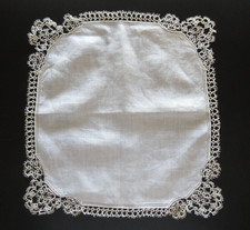 Linen Hanky White On White Hand Tatted Lace Edging Bridal Wedding Vintage