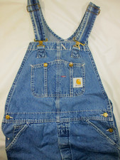 VTG CARHARTT Blue Denim Overalls RO7DST 32 x 32 Union Made In USA Nice Preowned