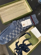 Calze Gucci BLU LOGO GG lana taglia M nuove con etichetta con RICEVUTA 