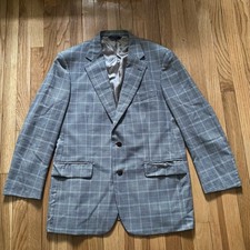 Brooks Brothers 1818 Madison Saxxon Wool Blazer Men 42R Plaid Made in USA READ