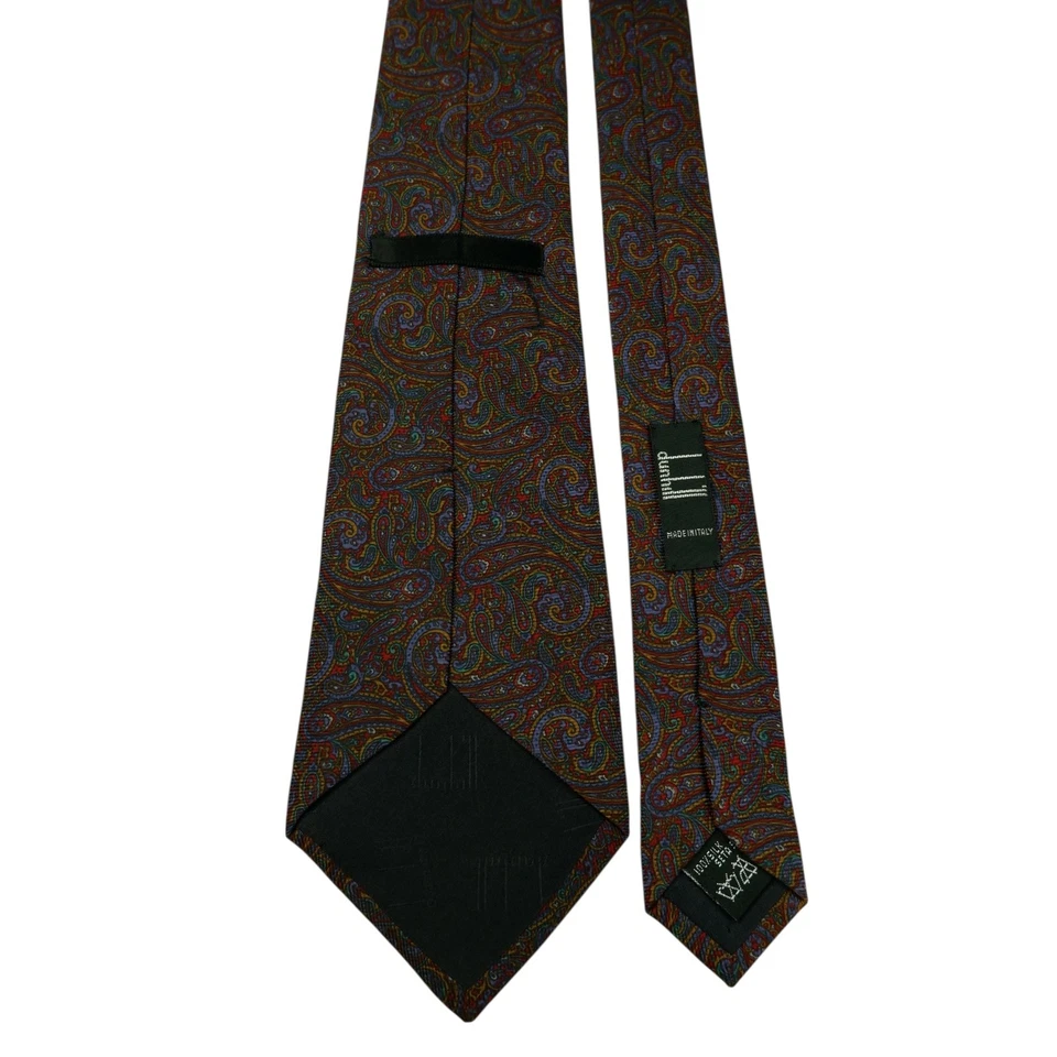 Corbata Dunhill seda marrón oscuro cachemira Italia (impuesto de importación de EE. UU. incluido) Foto 4 de 4