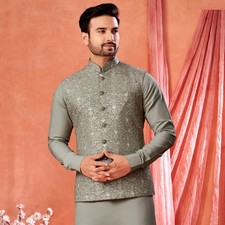 3 Pc Indian Mens Designer Wedding Bollywood Party Wear Traditional Kurta Payjama