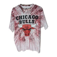 Vintage 90s Chicago Bulls AOP Shirt Size Large 22x29 Single Stitch Jordan NBA