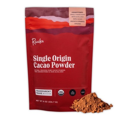Raaka Chocolate Organic Cacao Powder - Unsweetened, Non-Alkalized, 8 Ounces 