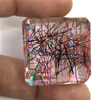 Natural Certified 128 Ct Multicolor Rutilated Quartz Loose Gemstone Radiant Cut