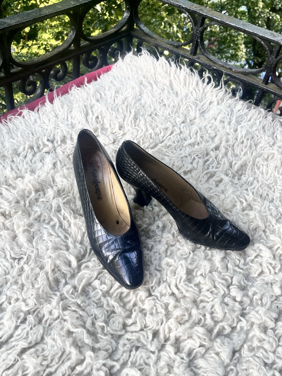 Yves Saint Laurent tacco in pelle nero taglia 8 N
