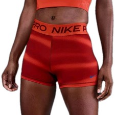 Women's Size M Nike Pro 3" Striped Shorts Training Running Compression Pic. Red