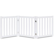 3-Panel Wooden Free Standing Foldable Dog Gate Indoor   24" High,Step-Over Sa...