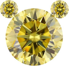 Loose Moissanite Real Gem Stone W. GRA Certificate 8mm 2ct VVS1 Yellow Round