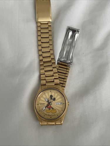 Seiko Men’s Mickey Mouse Watch Sunburst Gold For Parts Or Repair 7N43 7A59 - Picture 10 of 10