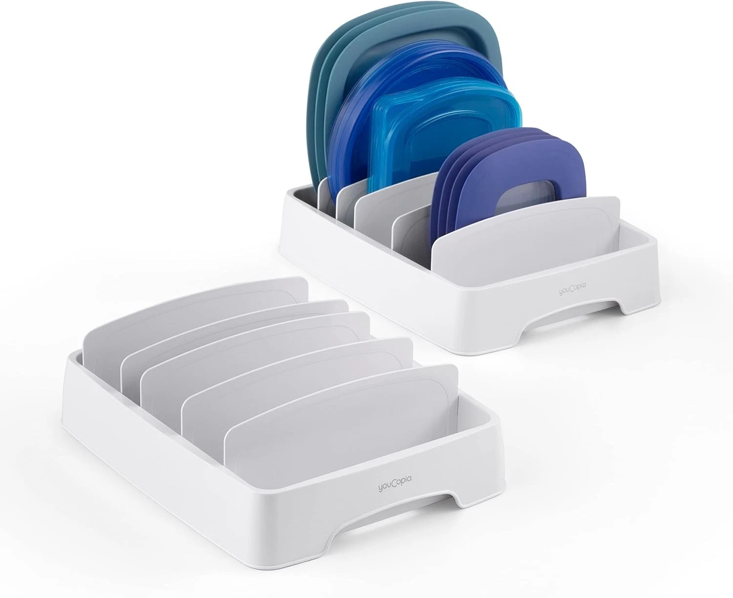 YouCopia StoraLid Adjustable Food Container Lid Small, 2-Pack, White