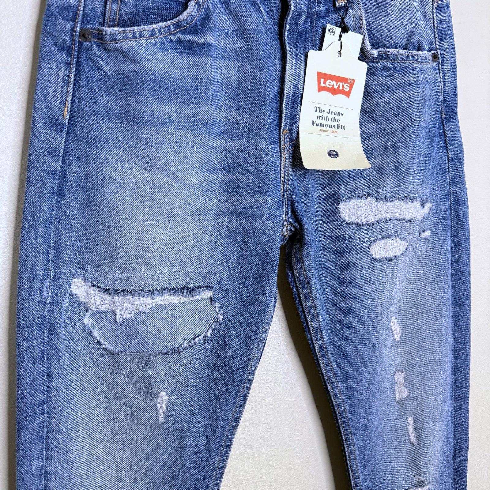 NEW Levi's 505C Cropped Women's Jeans Size 25 Distressed Denim Orange Tab $158 thumbnail 3