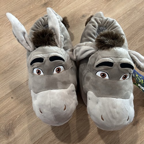 DreamWorks Donkey Slippers XL Happy Feet Shrek Plush Fuzzy House Shoes Adult - Picture 3 of 5