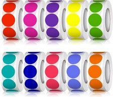 5000 PCS 3/4 Inch Round Color Coding Dot Stickers Labels 10 Colors Crafts Kids