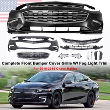 For Chevy Malibu 2016-2018 Brand New Front Bumper Cover Kit Complete (10 Pieces)