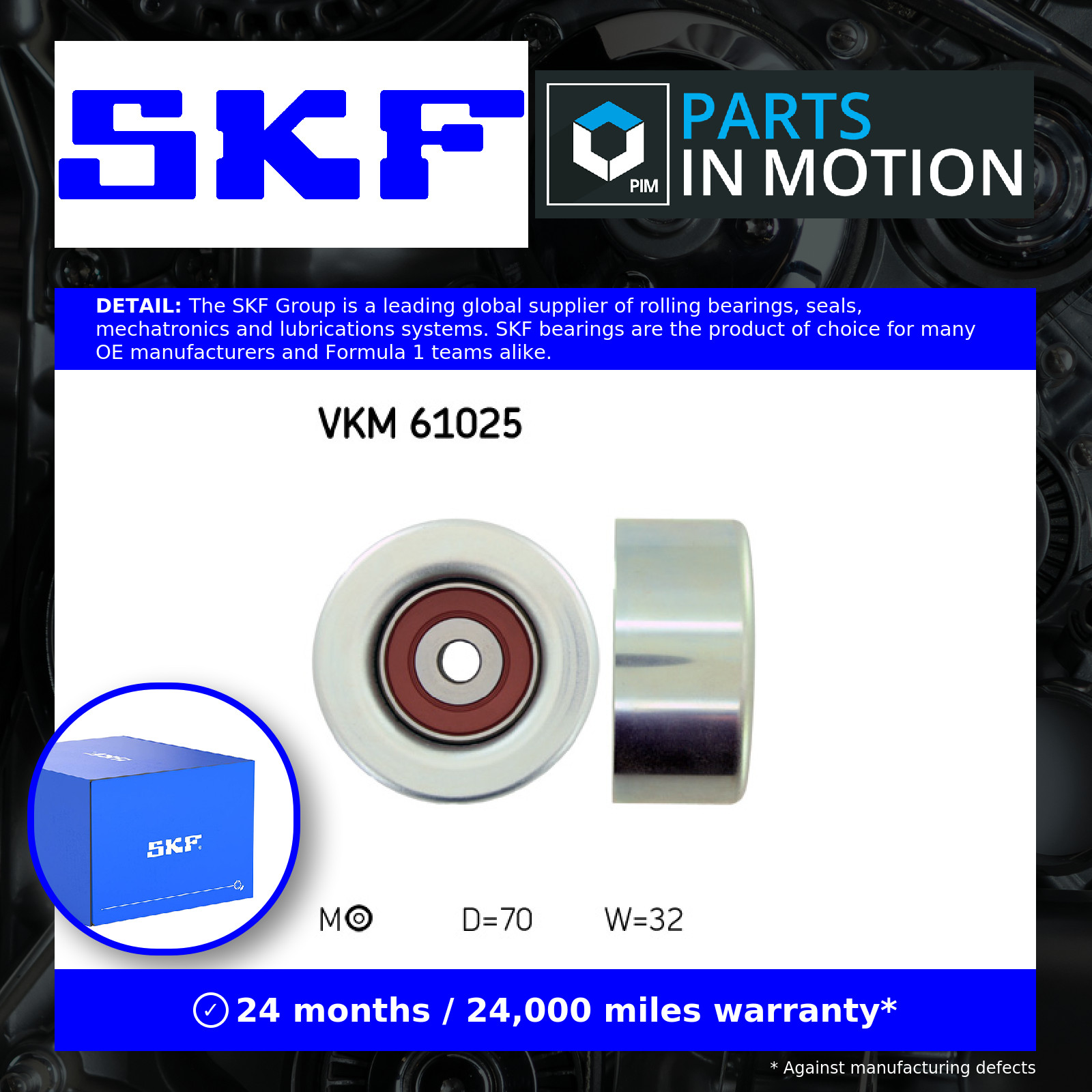 VKM 61025 SKF Deflection/Guide Pulley, V-ribbed belt for LEXUS,TOYOTA - Image 5