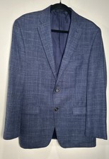 Lauren Ralph Lauren Blazer Blue Wool Silk Linen Glen Plaid Jacket Men Sz 40R